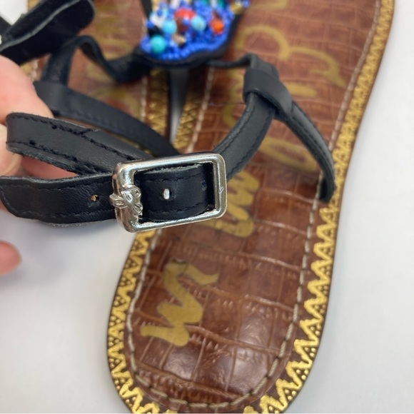 Sam Edelman Gabrielle Colorful Beaded Thong Ankle Strap Flat Sandals Leather 8 - Picture 11 of 16
